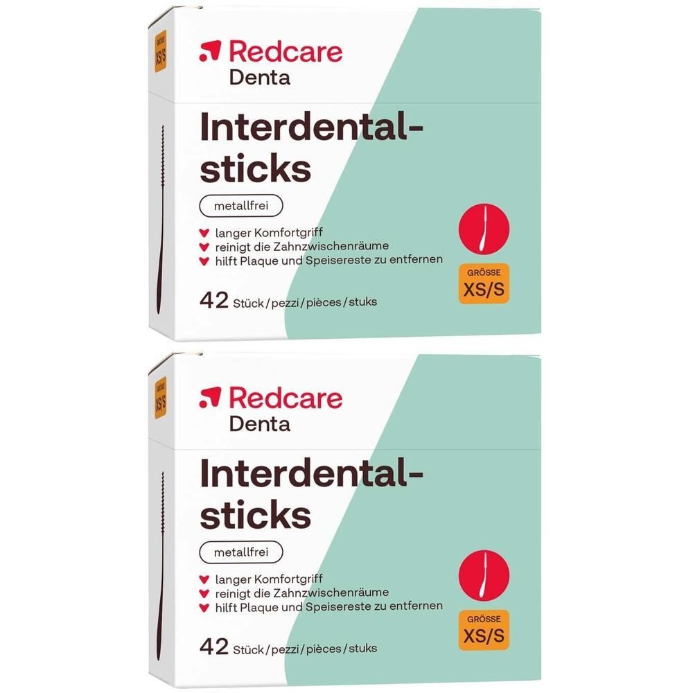 Twee pakken Redcare Interdentale sticks, metaalvrij, XS/S, 42 stuks per pak.