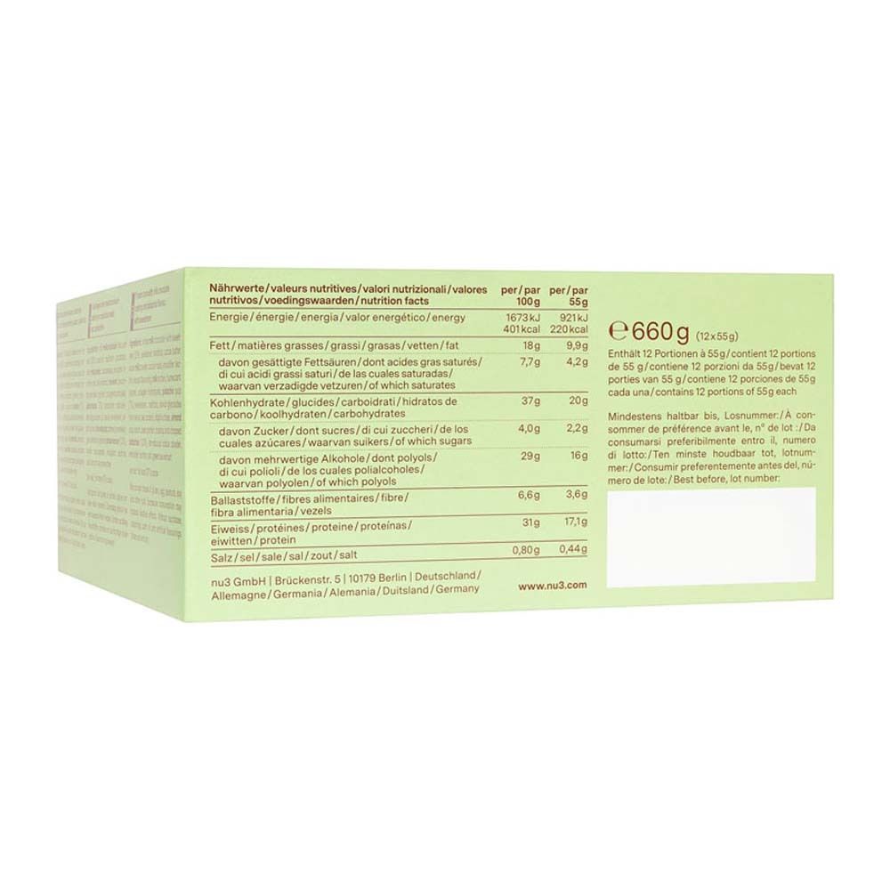 Dos de l'emballage avec informations nutritionnelles par 100g et par portion. Poids total 660g.