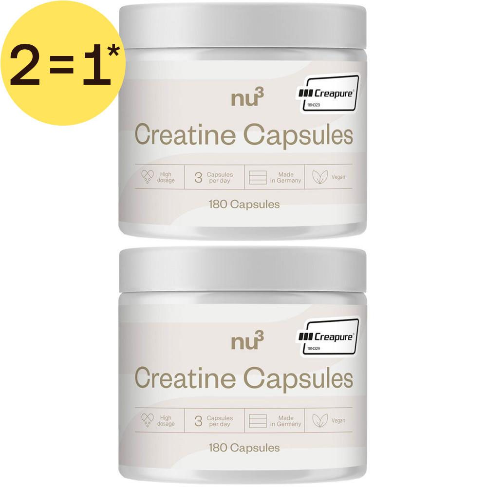 Twee potten nu3 Creatine Kapseln, 2=1 aanbieding.