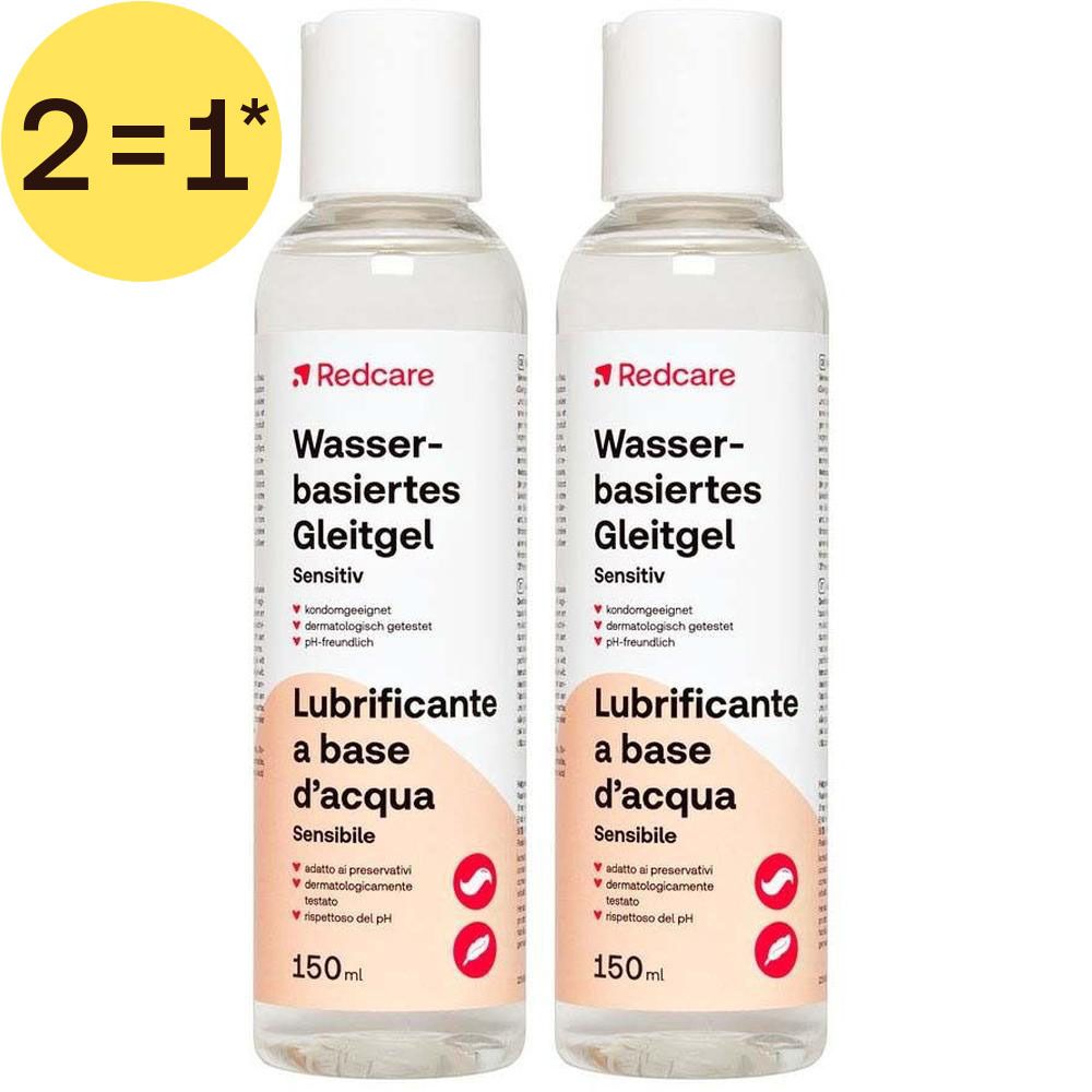 Deux flacons de gel lubrifiant à base d'eau Redcare Sensitiv, 150ml chacun.