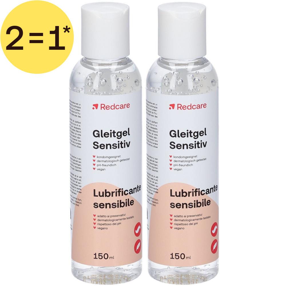 Deux flacons de gel lubrifiant Redcare Sensitiv, 150ml chacun.