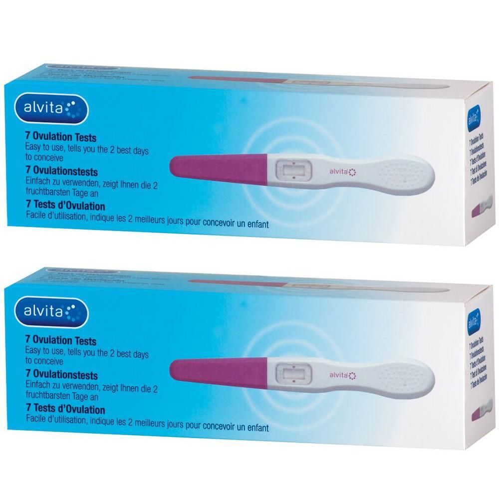 Alvita Ovulatietests: 7 tests in de verpakking, met paarse handgreep.