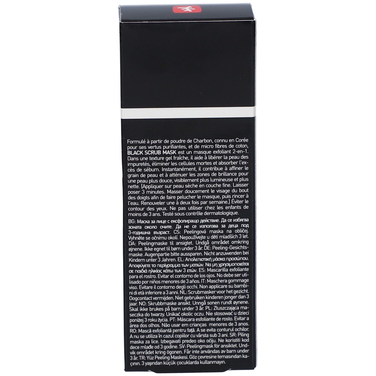 Boîte noire. Texte multilingue. Marque: Erborian. Avec instructions d'utilisation.