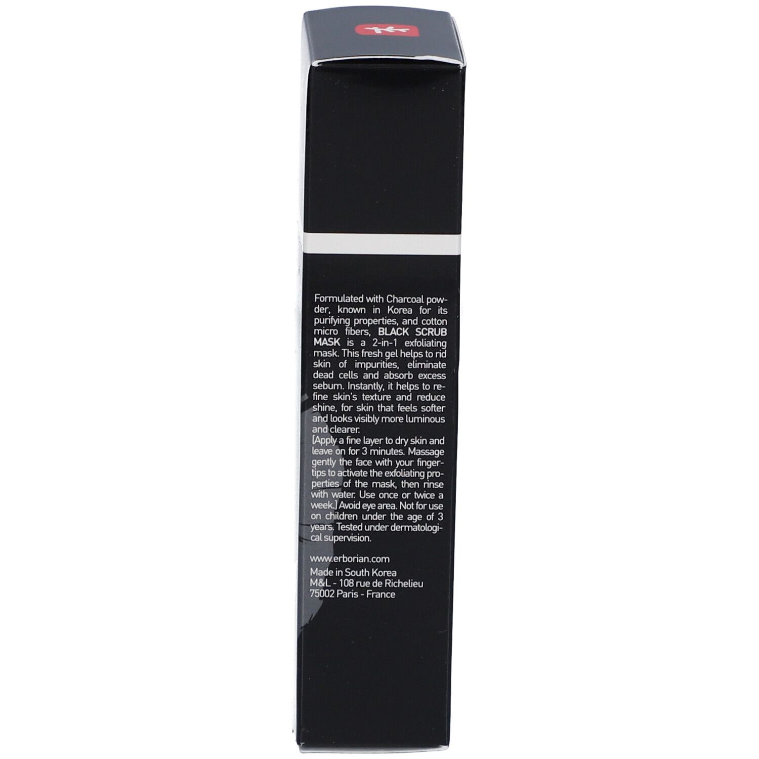 Boîte noire. Texte en anglais. Marque: Erborian. Avec description du produit.
