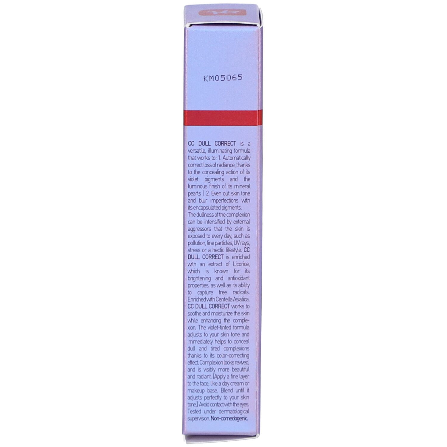Emballage CC Dull Correct. Texte en anglais. Emballage violet.