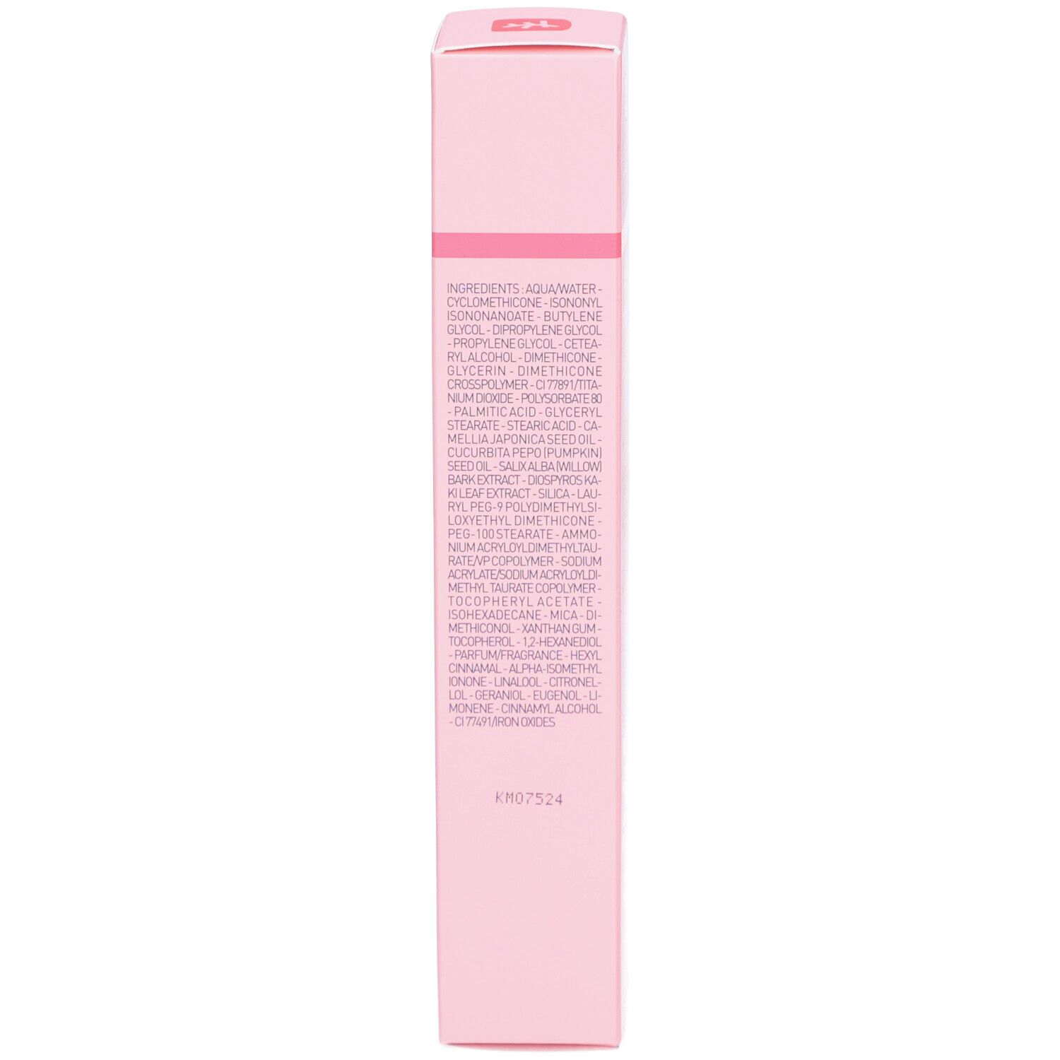 Dos de la boîte rose Erborian Pink Primer & Care. Ingrédients et texte.