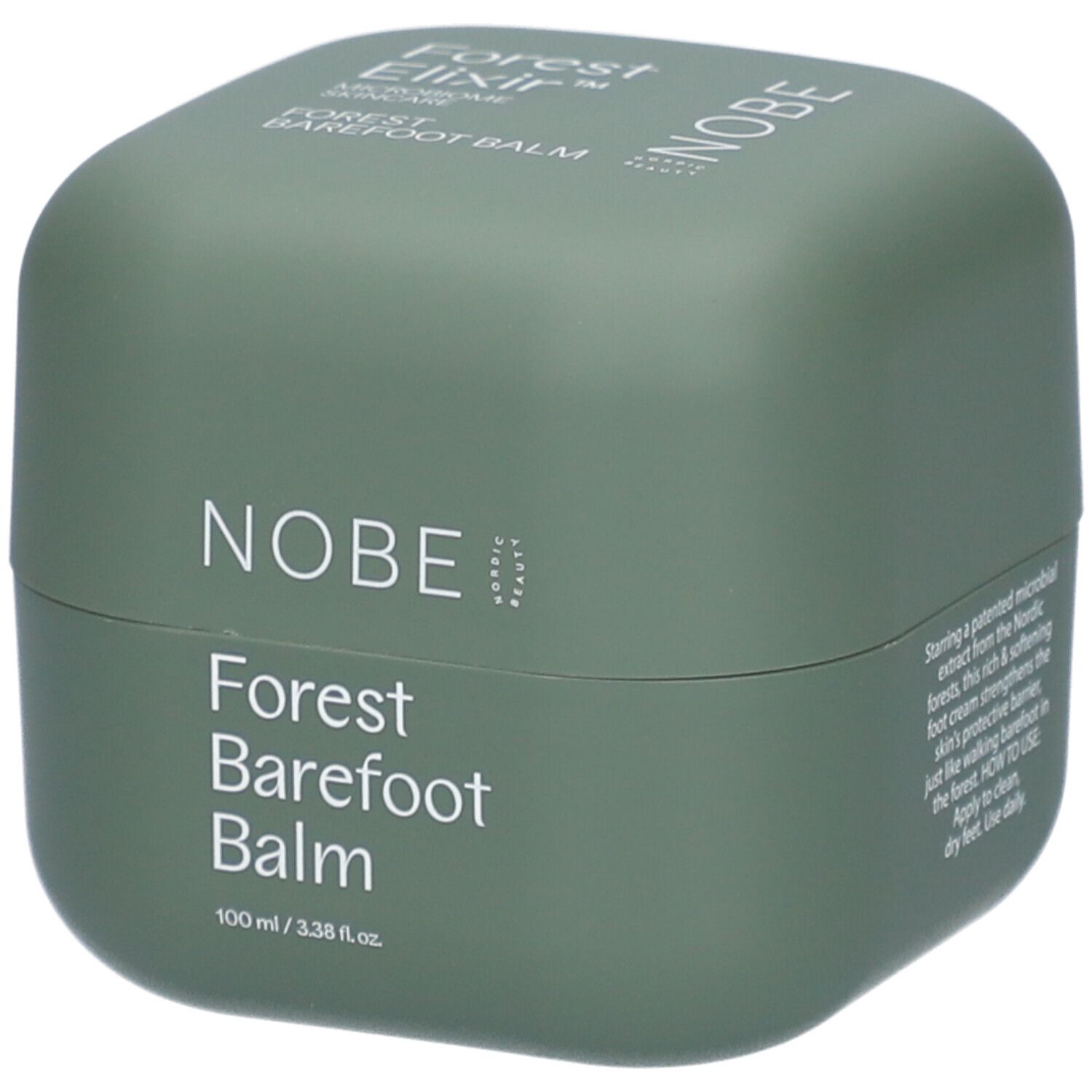 Groene pot met NOBE Forest Barefoot Balm opschrift en 100ml vermelding.