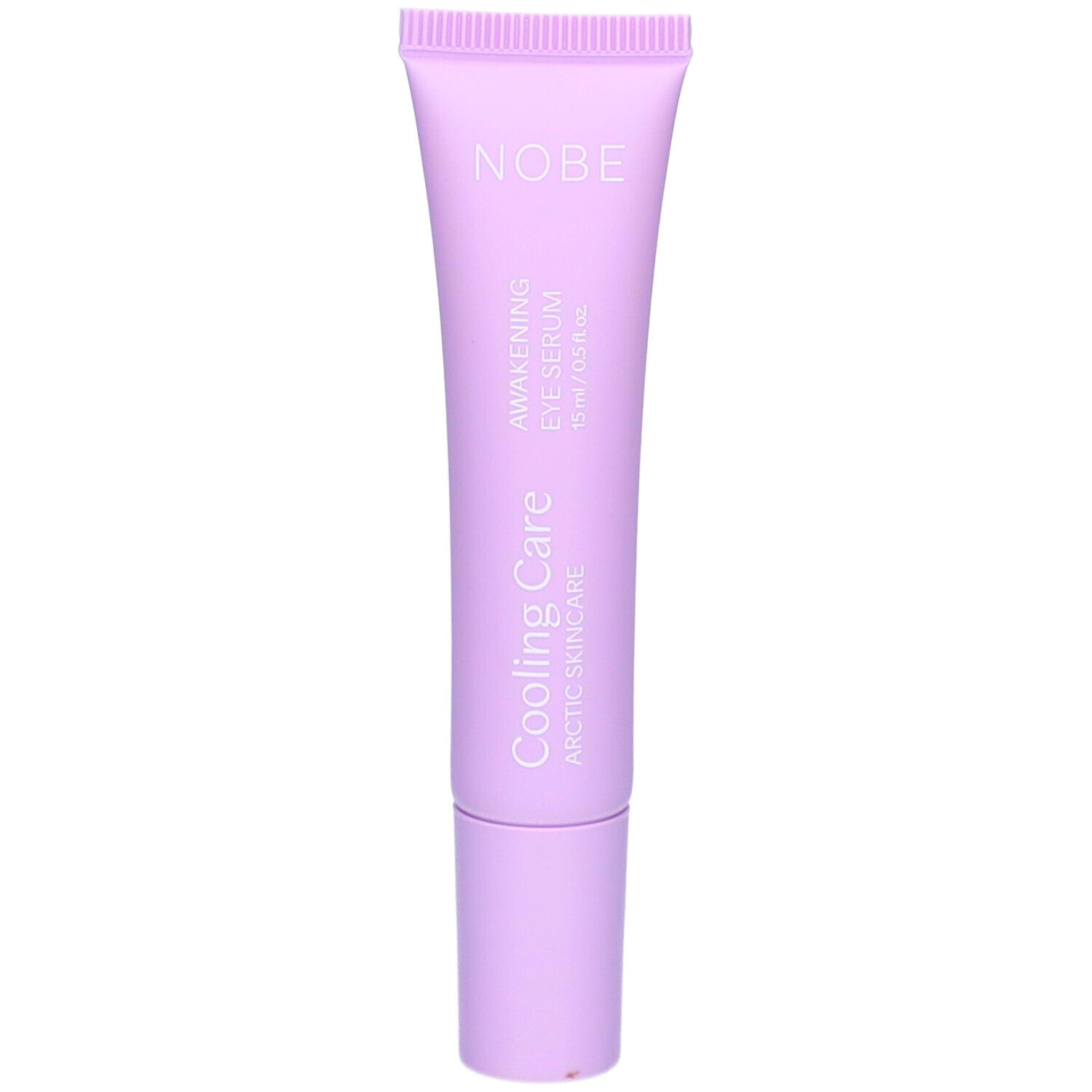 Sérum contour des yeux réveil Cooling Care de NOBE dans un tube violet.