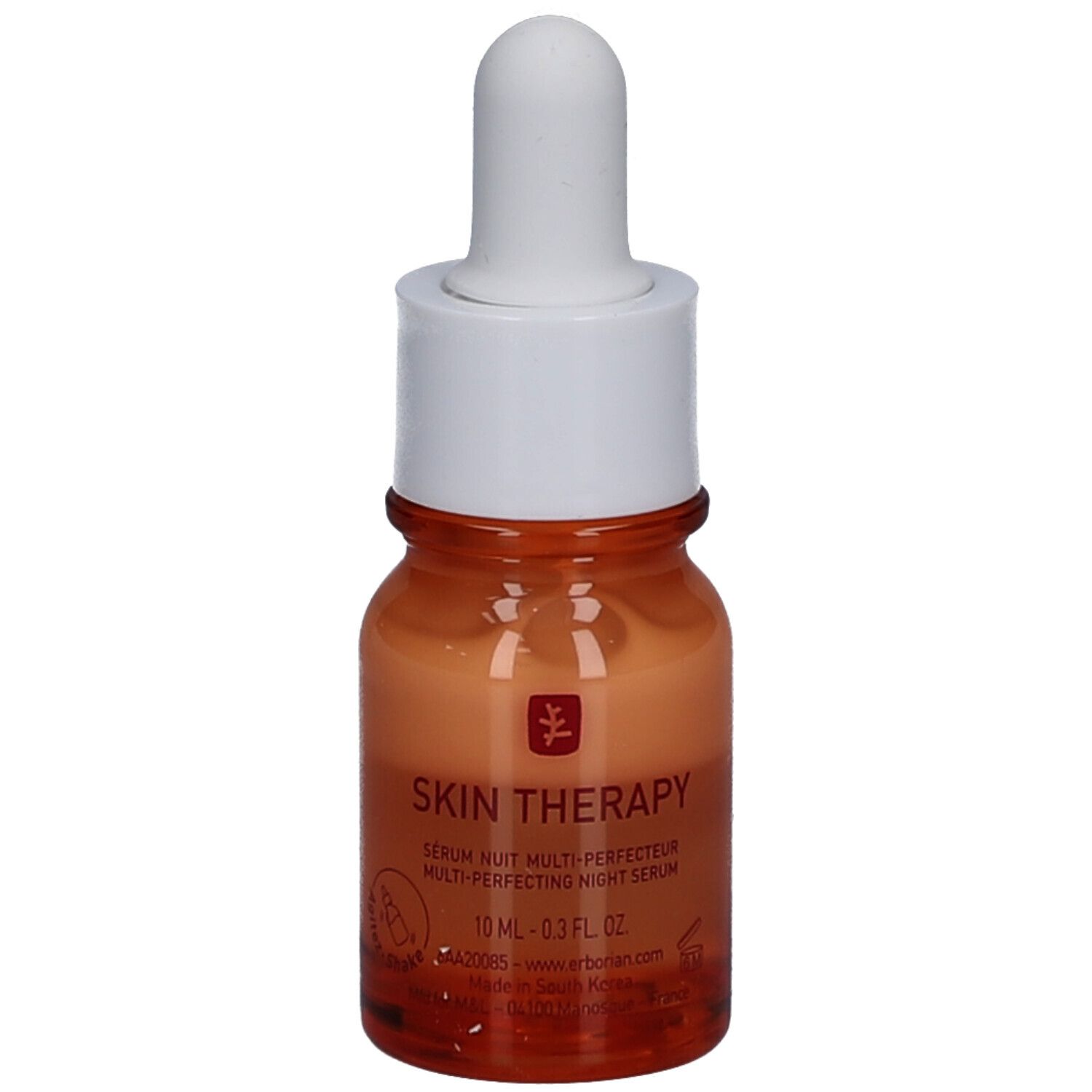 Erborian Skin Therapy Light serum, 10ml, met druppelaar. Etikettering in het Nederlands en Engels.