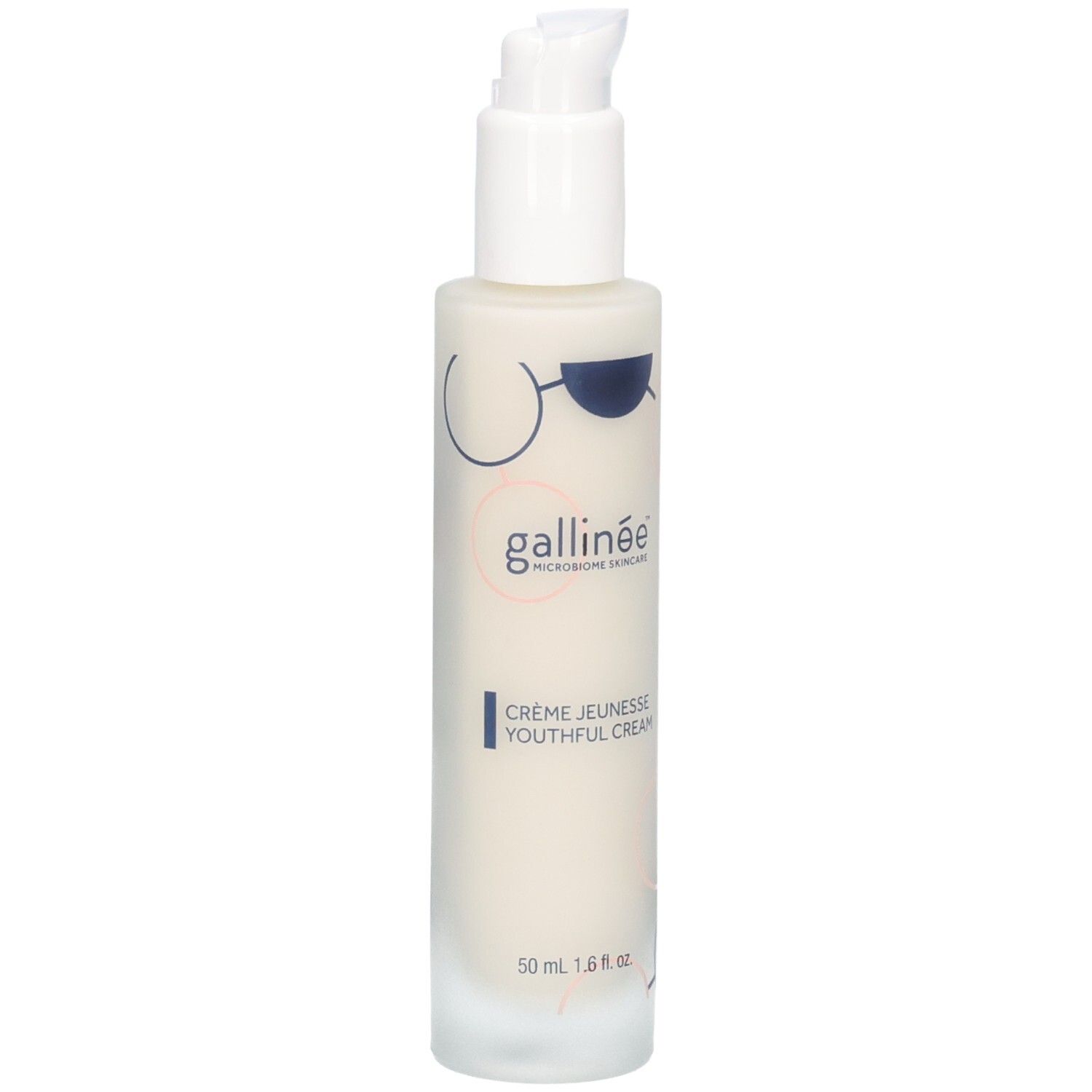 Crèmefles en verpakking. Opschrift: gallinée, Crème Jeunesse Youthful Cream. 50 ml.