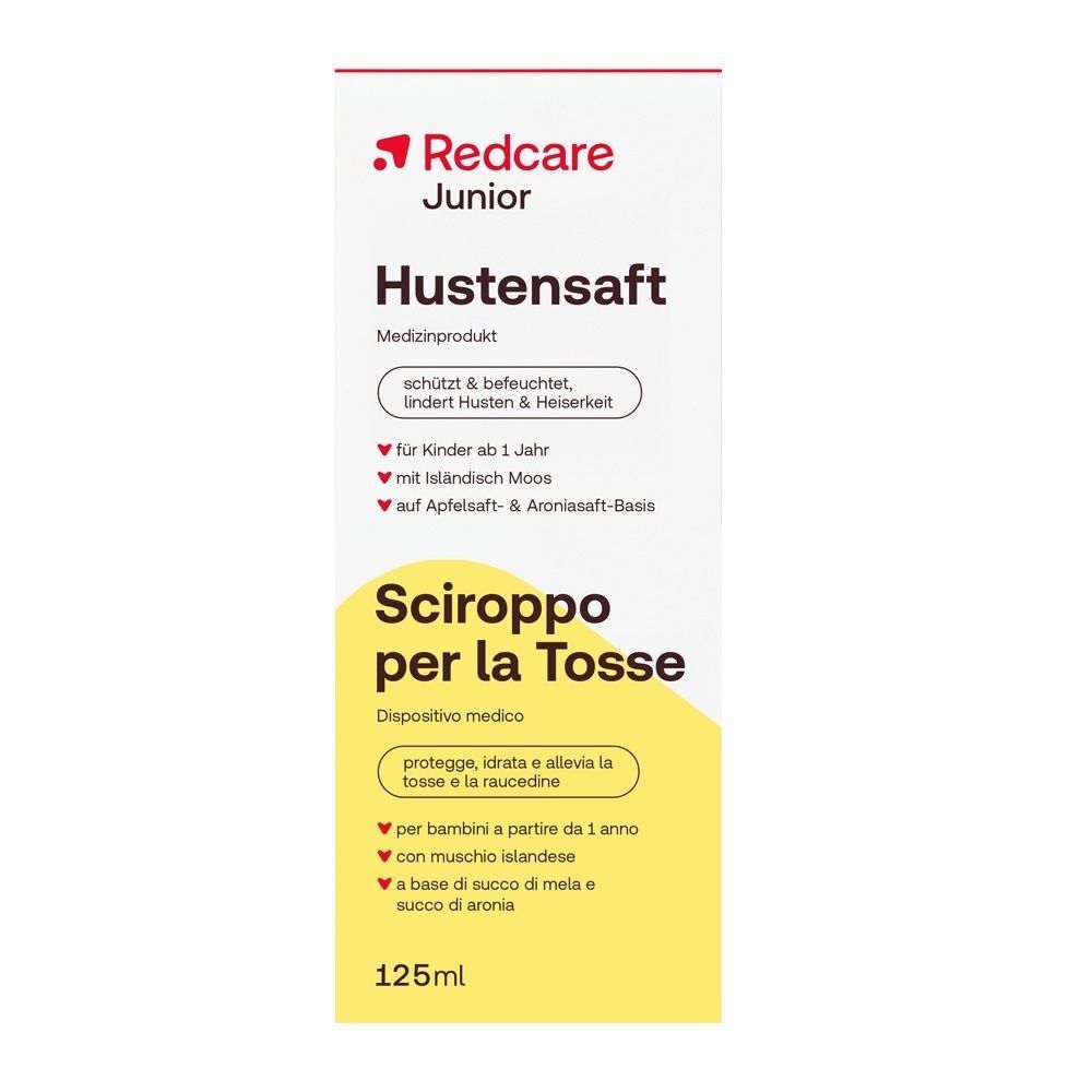 Sirop contre la toux Redcare Junior, flacon de 125ml, un produit médical pour enfants dès 1 an.