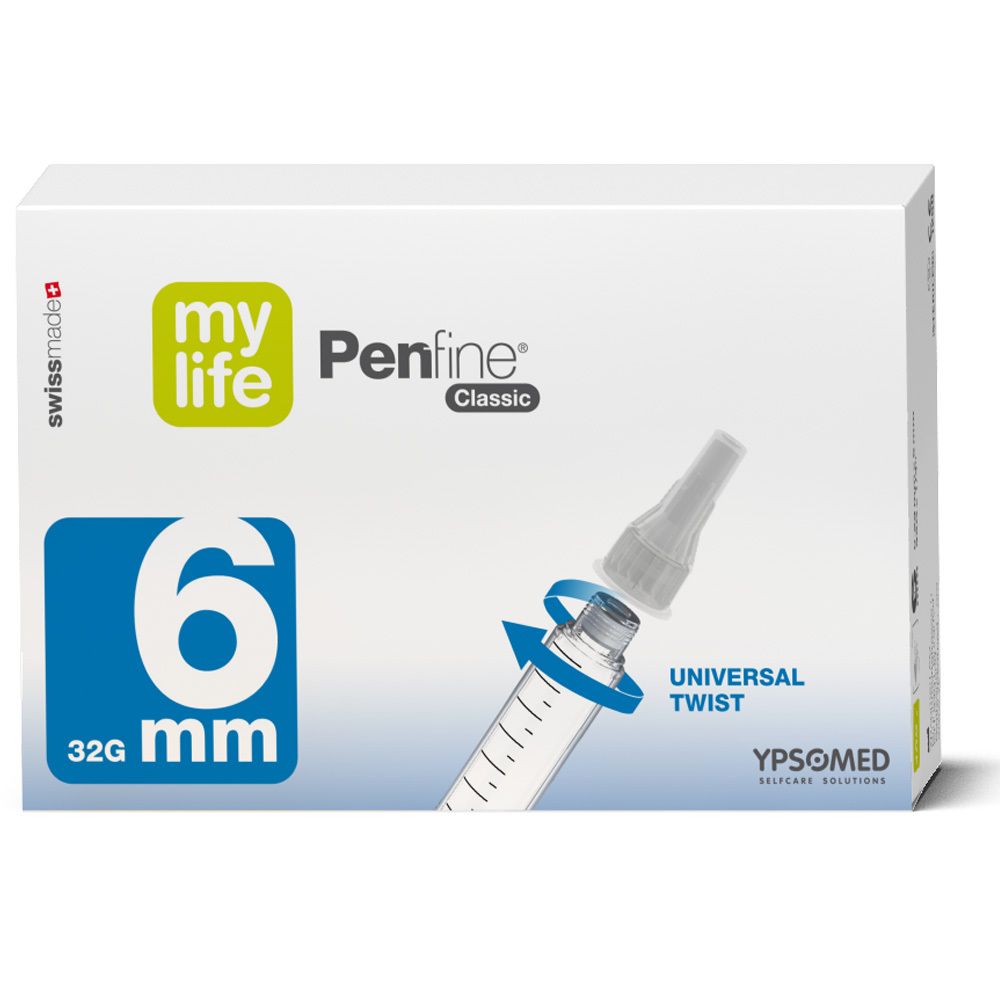 Boîte de canules Penfine Classic 4mm 32G, face avant avec indication de taille.