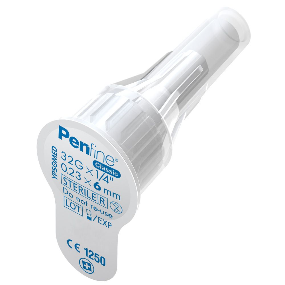 Boîte de canules Penfine Classic 8mm 31G avec illustration d'une canule.