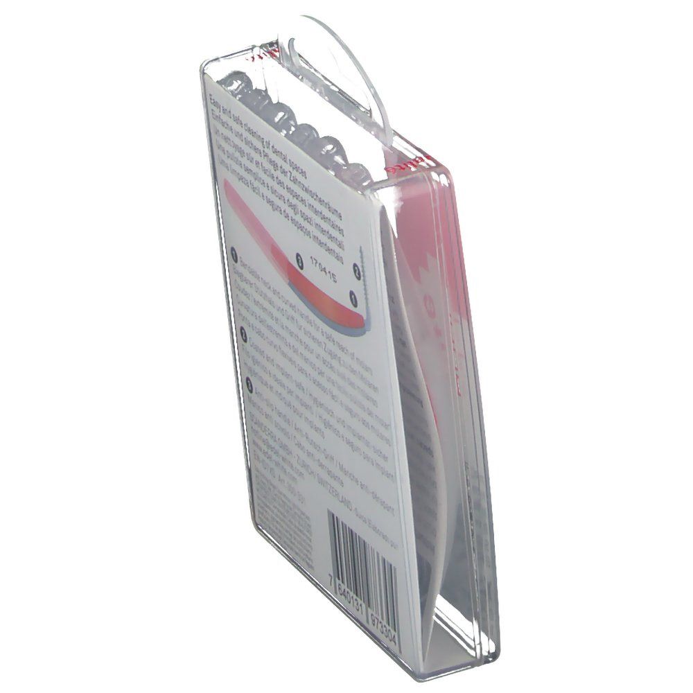Vue latérale de l'emballage. Texte et informations sur le produit. Adresse du fabricant et code-barres.