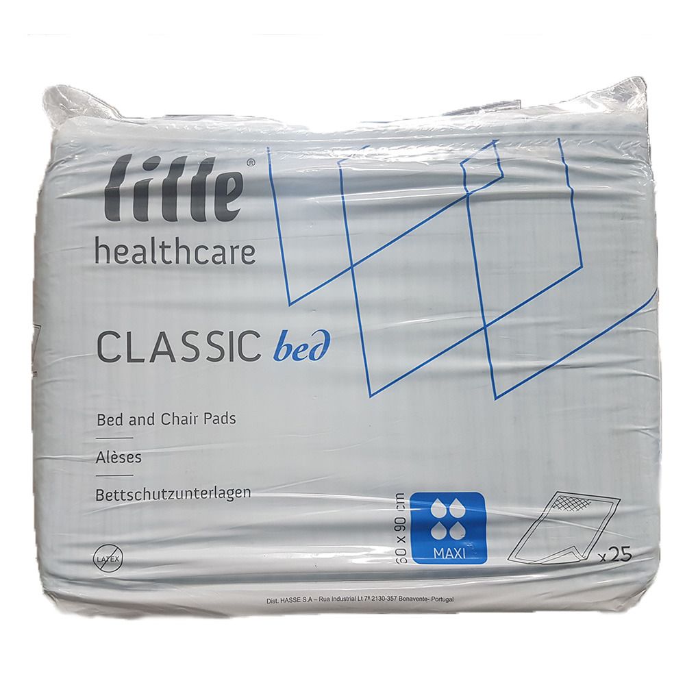 Emballage de lille® Healthcare Classic Bed. Inscription: CLASSIC bed, Alèses, 50 x 90 cm, MAXI, x25.