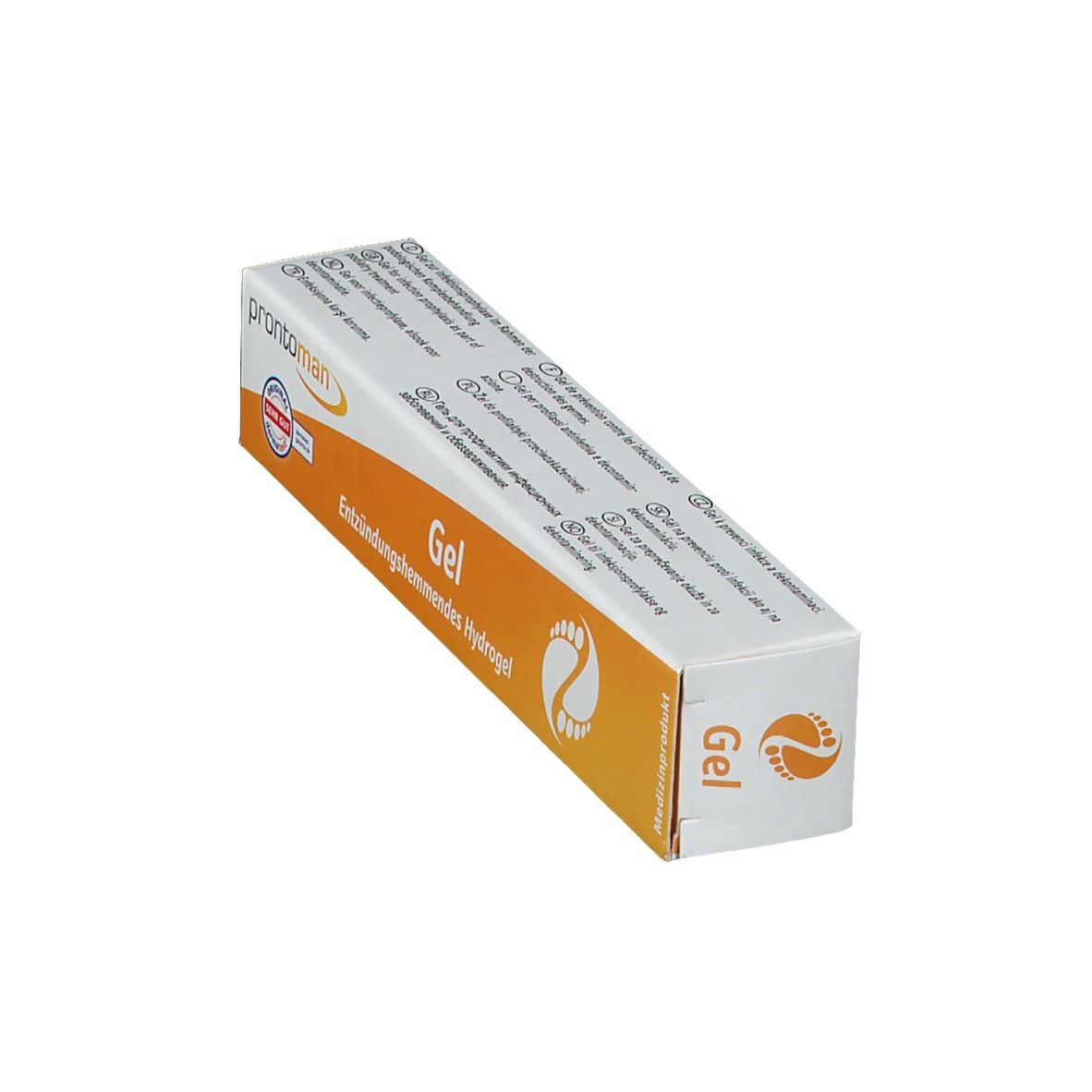 Emballage de gel prontoman, avec symbole de pied.