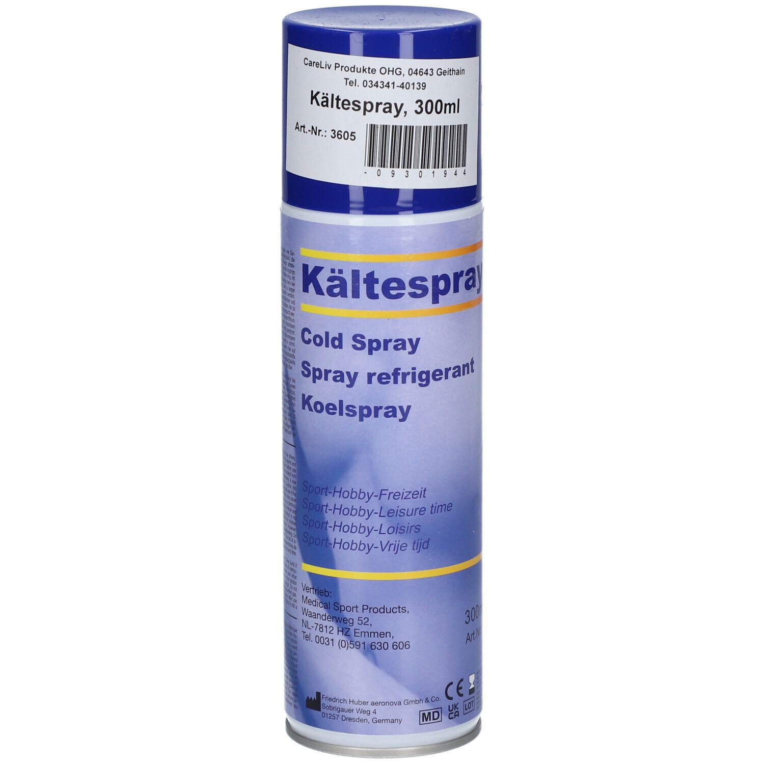 Koudespray 300ml spuitbus met meertalige opschriften, art.nr. 3605.