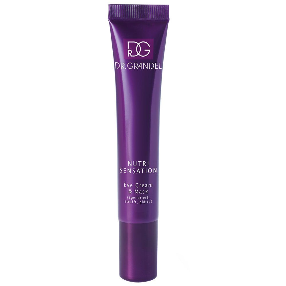 Tube violet avec logo "DR. GRANDEL" et indication "NUTRI SENSATION Eye Cream & Mask".