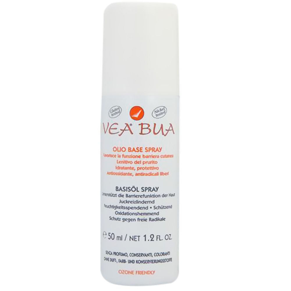 Spray VEA® Bua. Flacon blanc avec bouchon blanc. Inscription orange. Contient 50 ml.