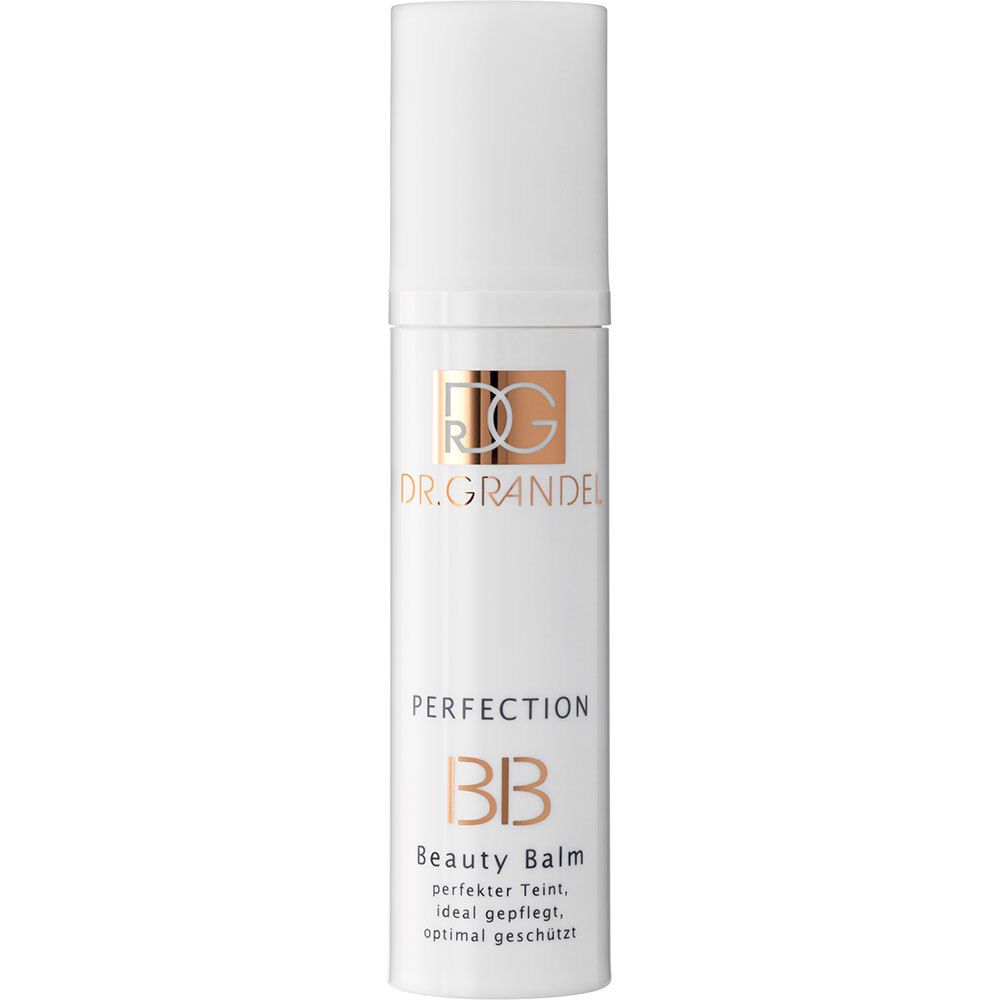 Witte fles met tekst "DR. GRANDEL", "PERFECTION BB Beauty Balm".