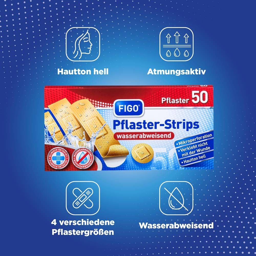 Bandes Figo : imperméables, respirantes, douces pour la peau, en 4 tailles.