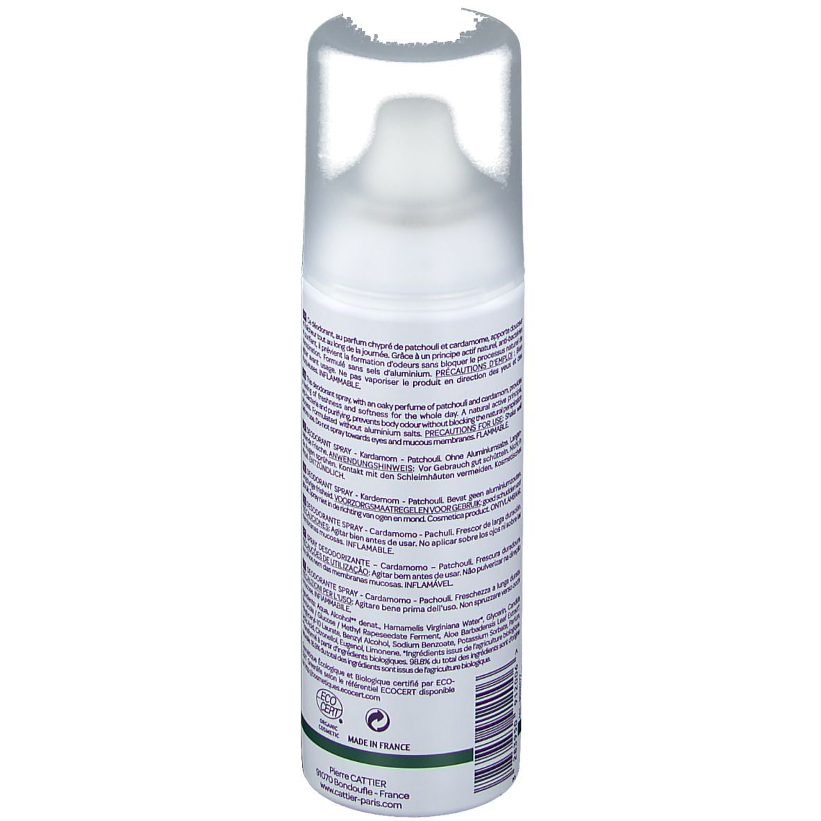 CATTIER Déodorant Brume Active - Cardamome et Patchouli