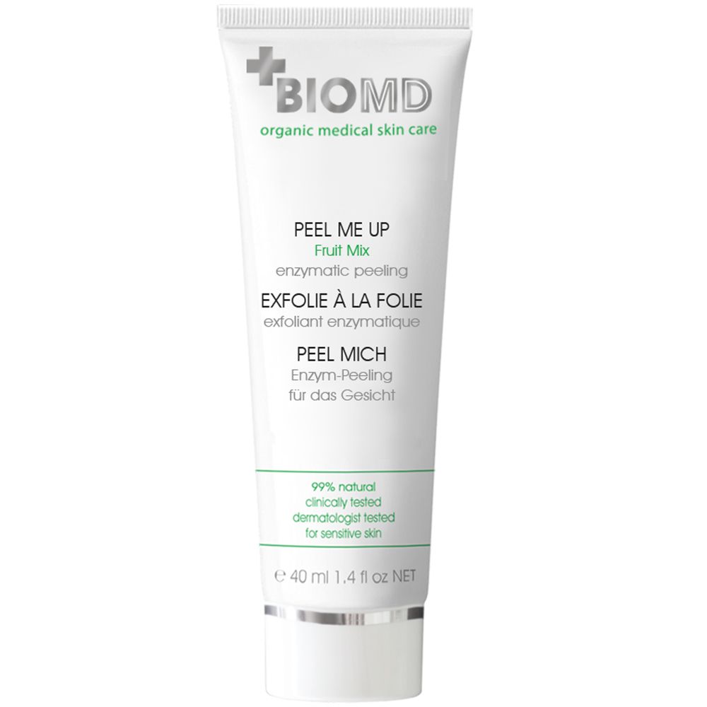 BIOMD Enzympeeling tube. Wit, met productnaam en logo. 40 ml.