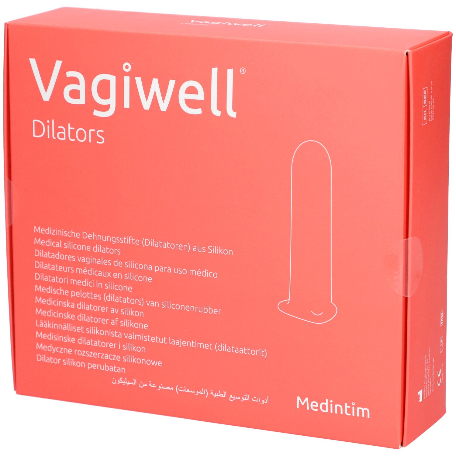 Boîte pour dilatateurs Vagiwell en silicone médical.