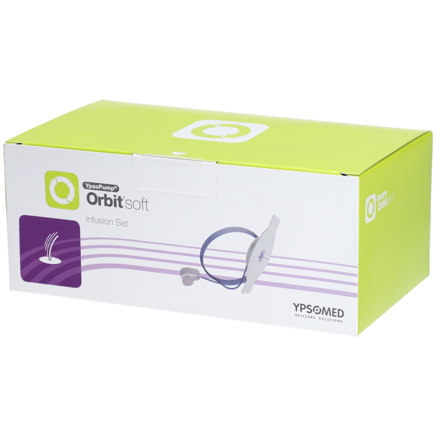 Infusieset Orbit soft, in groene en witte verpakking.