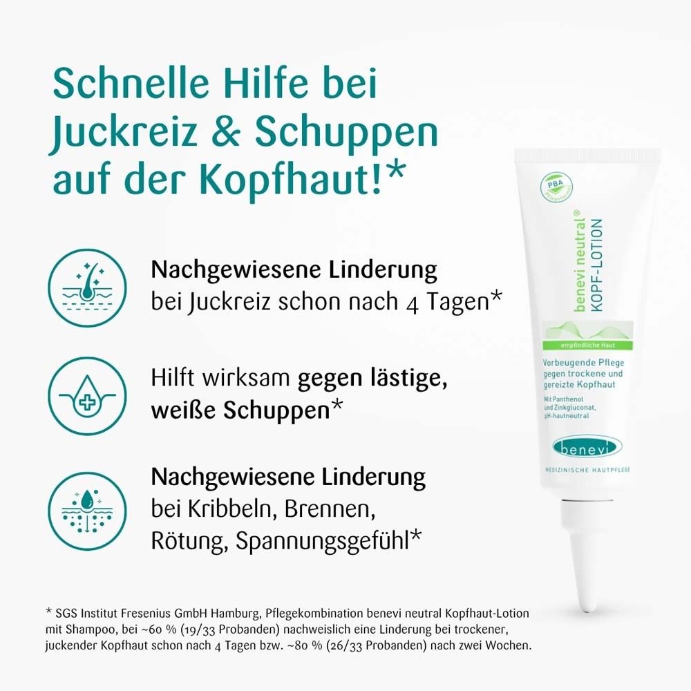 Fles benevi neutral hoofdhuidlotion met applicator-tip.