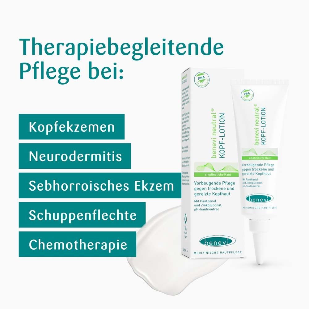 Benevi neutral Hoofdlotion tube en doos. Voor droog en geïrriteerd hoofdhuid.