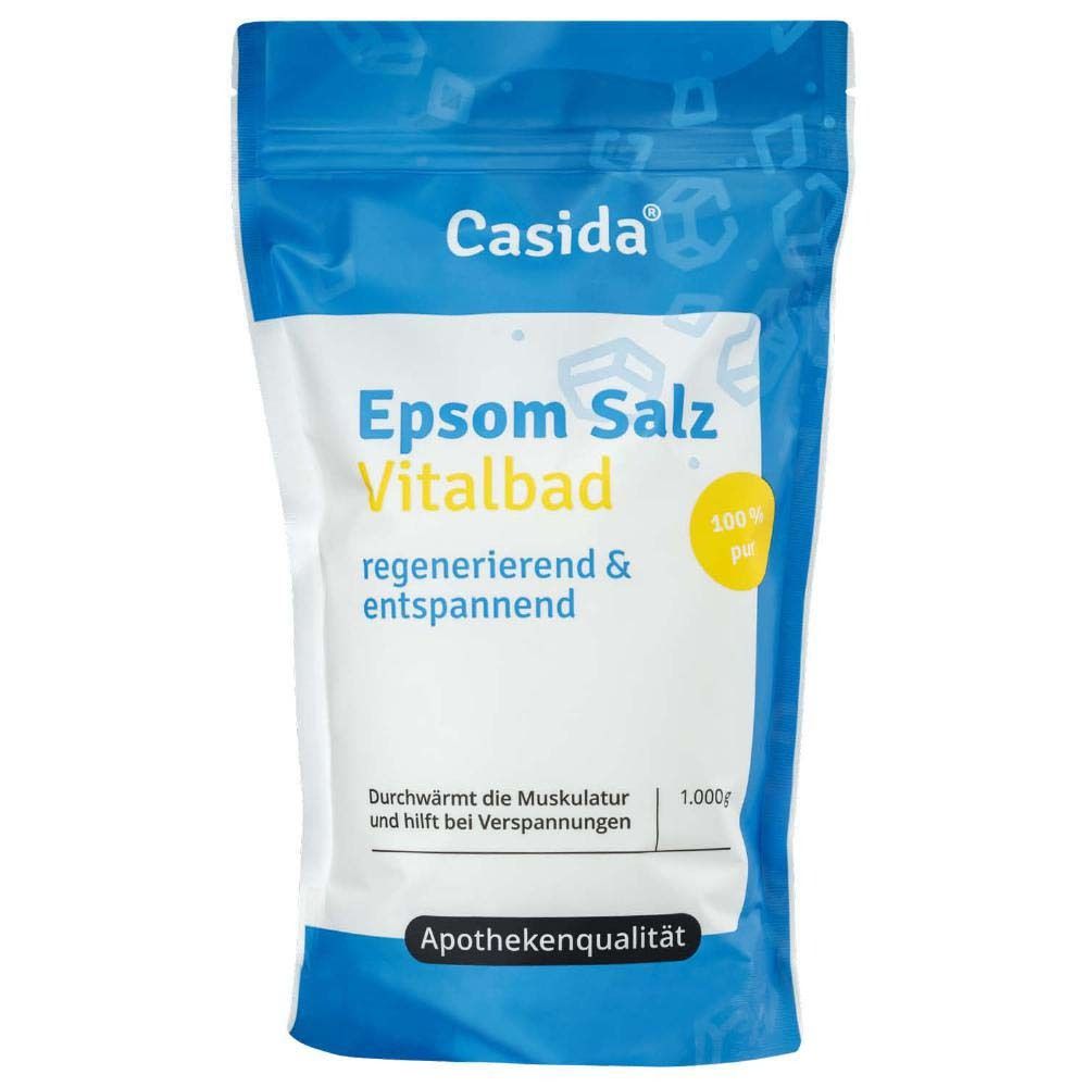 Blauw-witte verpakking met productnaam en logo. Apotheekkwaliteit. 1.000g.