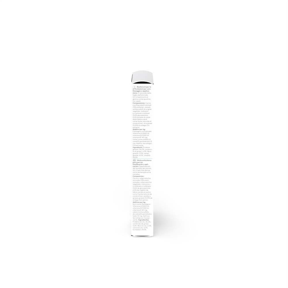 Vue latérale de l'emballage de PHA GelenkStick pour chiens. Texte en allemand.