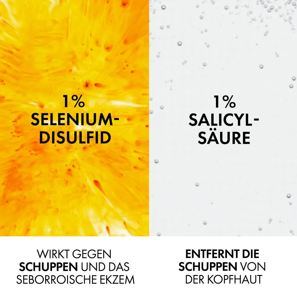 1% Disulfure de sélénium et 1% d'acide salicylique. Lutte contre les pellicules et l'eczéma séborrhéique.