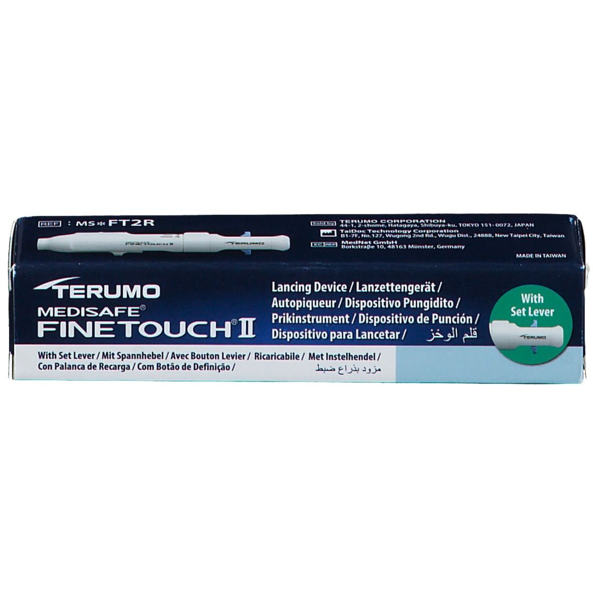 Terumo Medisafe Fine Touch II Lancing Device met set hendel.