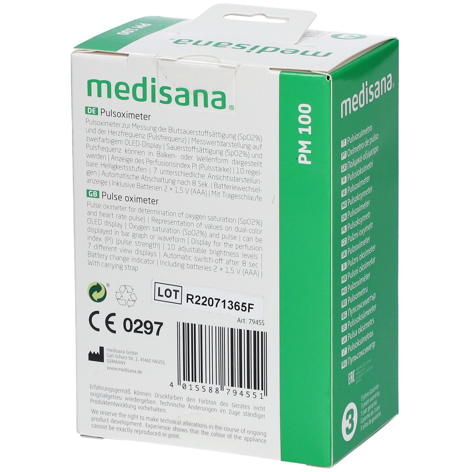 medisana PM 100 pulsoximeter