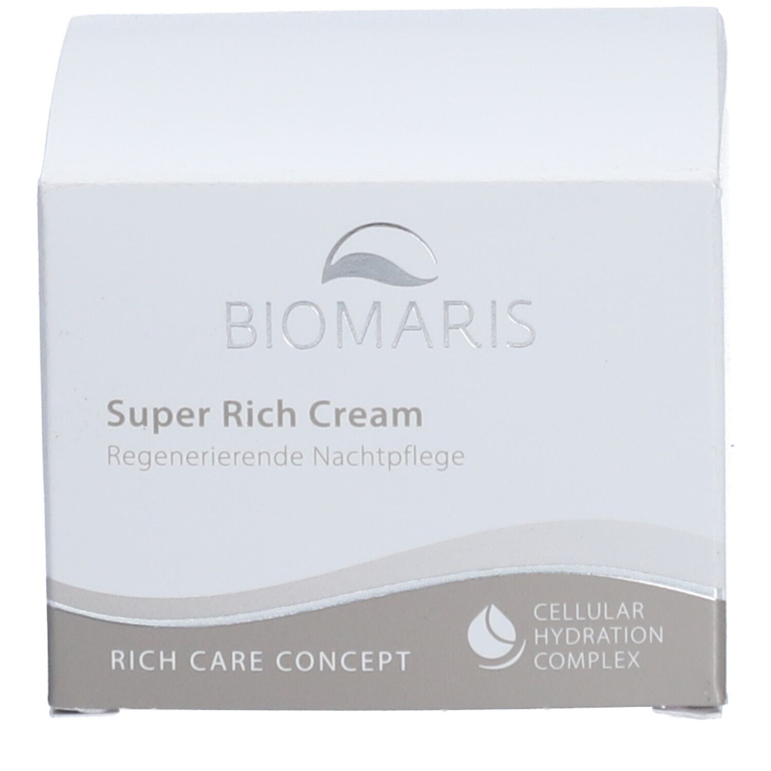 Boîte avec inscription : BIOMARIS Super Rich Cream, Soin de nuit régénérant, RICH CARE CONCEPT.