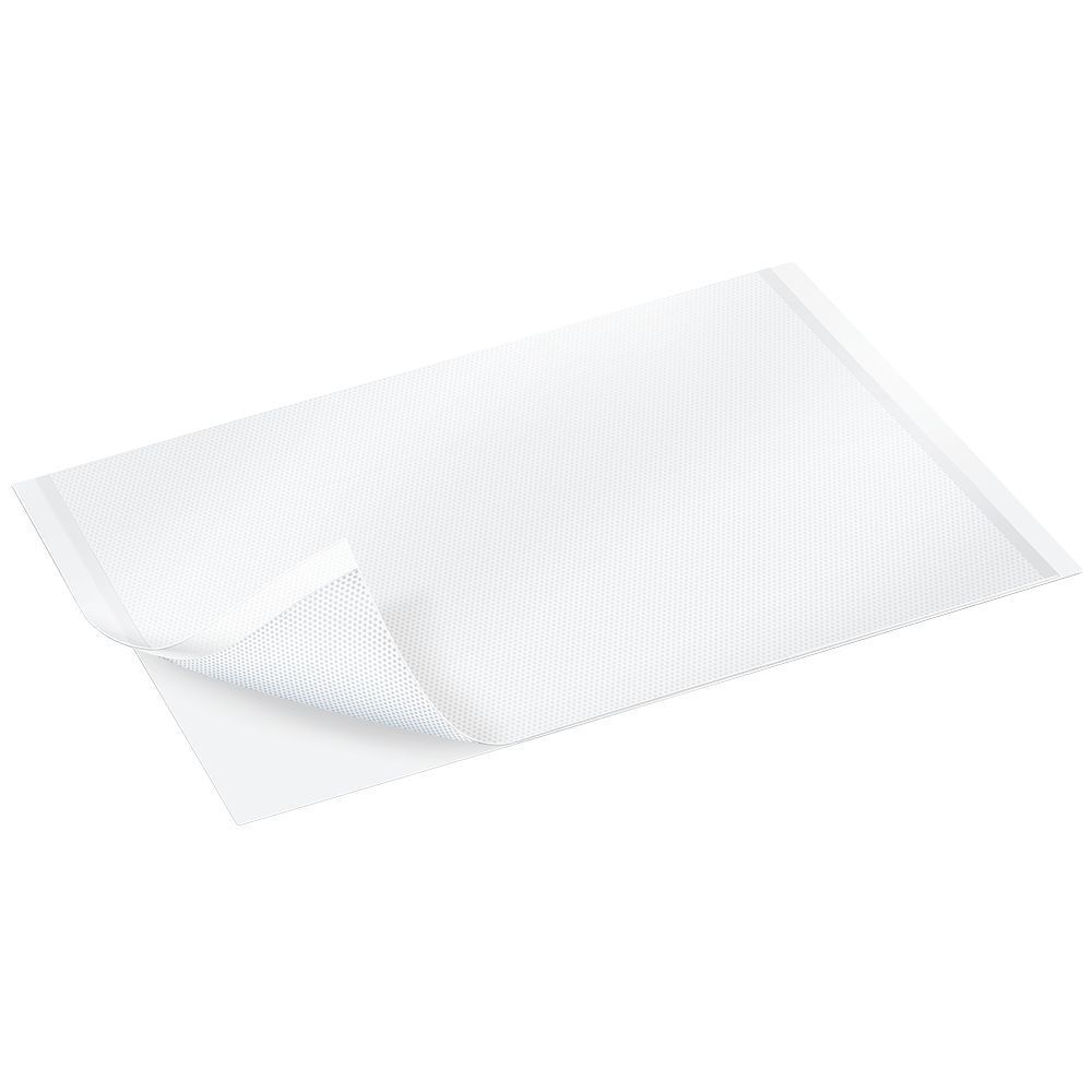 Pansement rectangulaire blanc. Un coin est légèrement relevé.