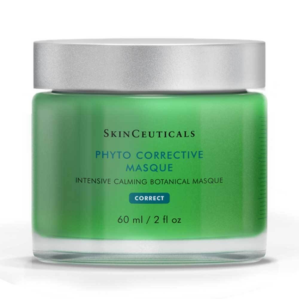 Pot vert avec couvercle argenté, Skinceuticals Phyto Corrective Masque, 60 ml / 2 fl oz.