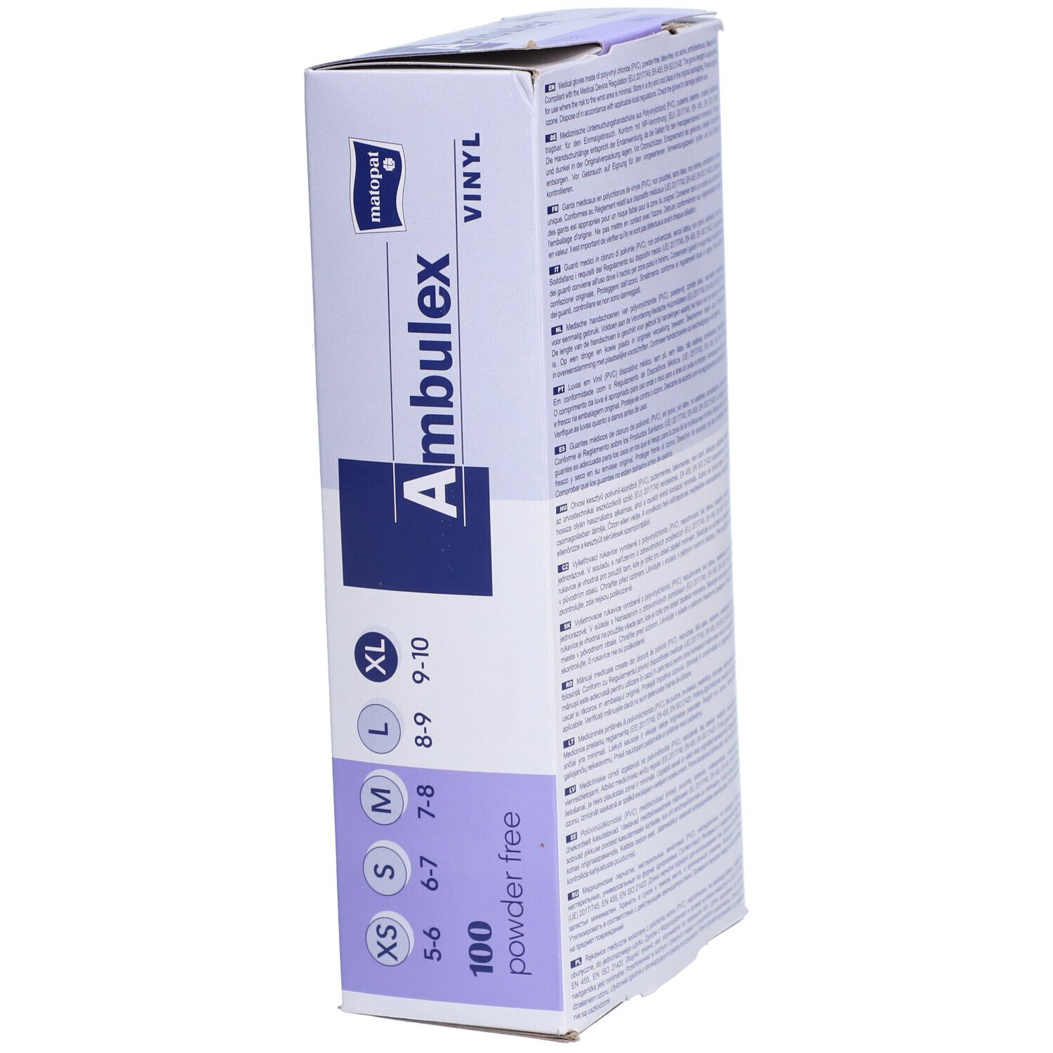 Emballage de 100 gants jetables L, sans poudre, par Ambuelex.