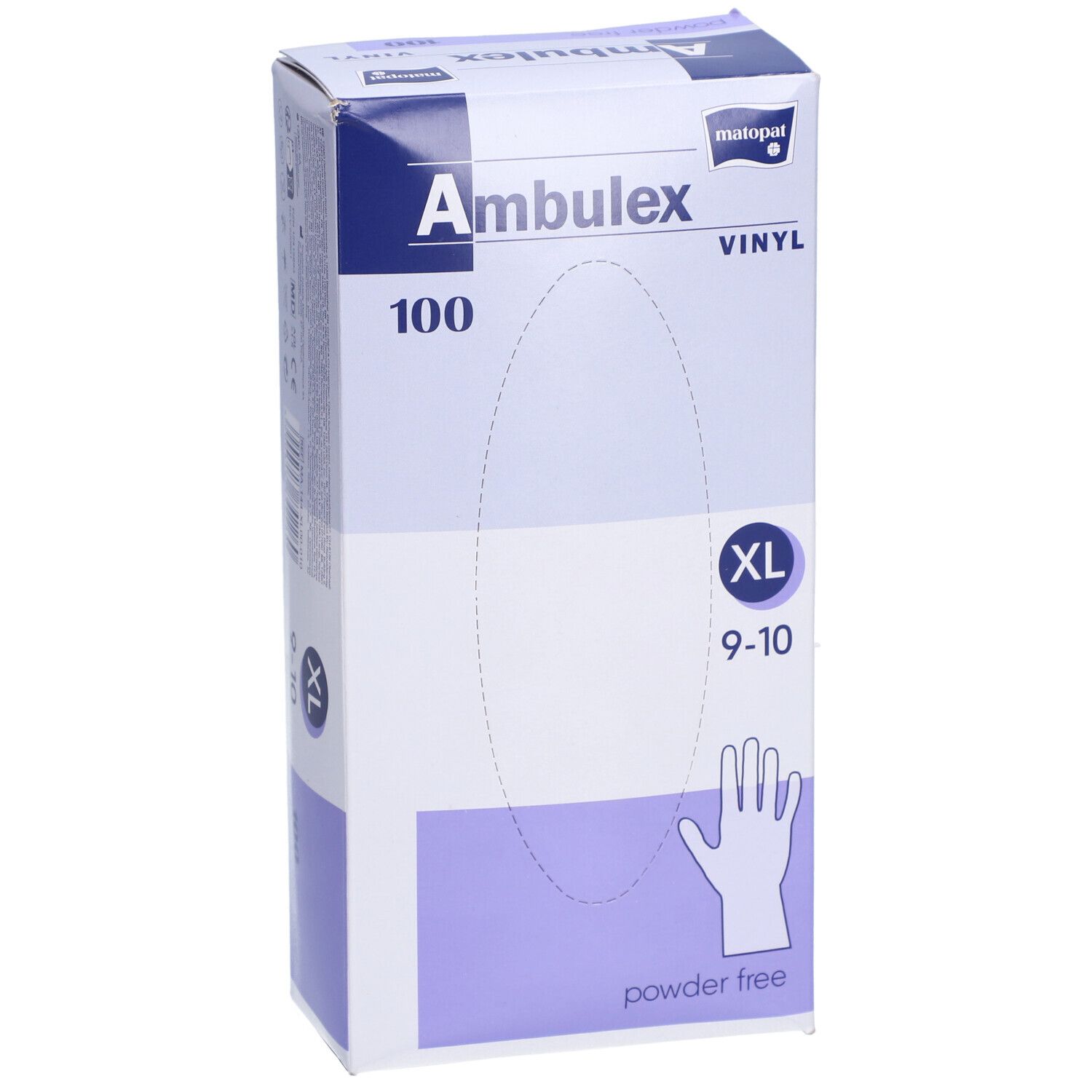 Emballage de 100 gants jetables S, sans poudre, par Ambuelex.