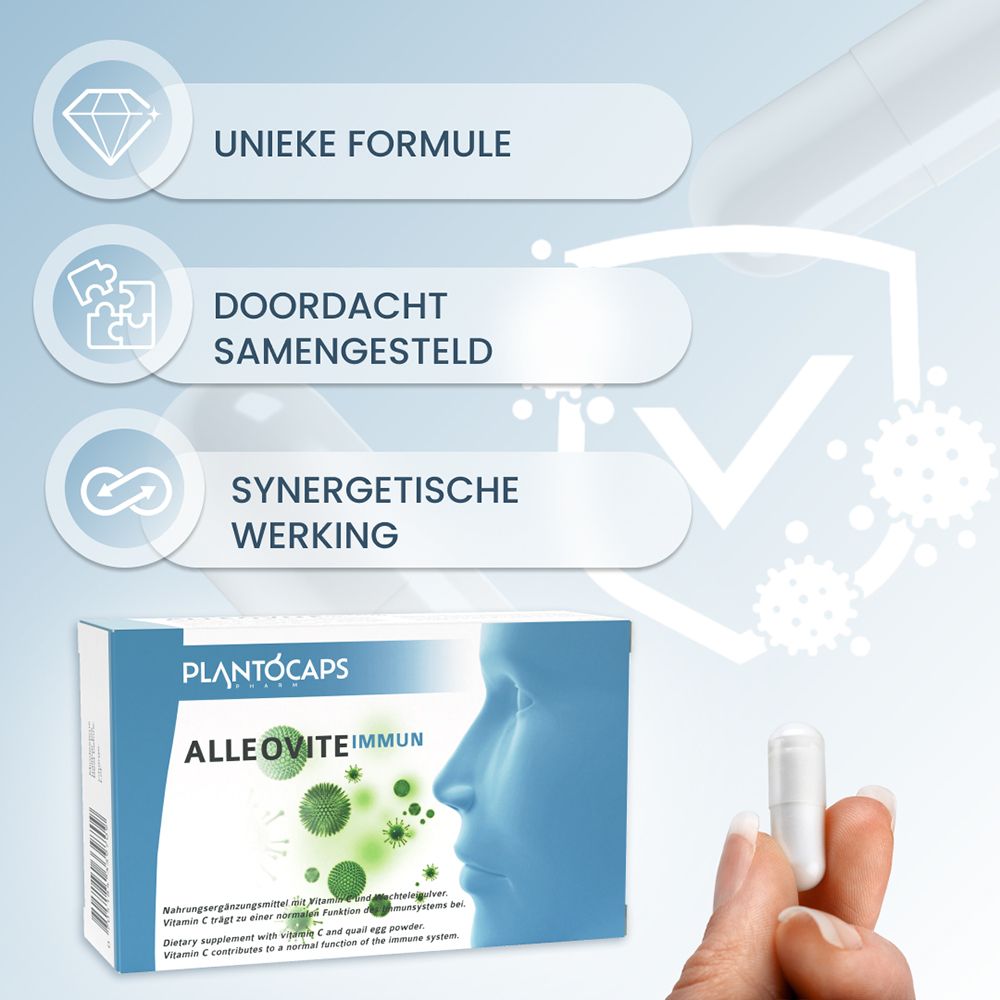 Achterkant van de doos met 60 capsules, bevat ingrediëntenlijst en aanbevolen dosering.