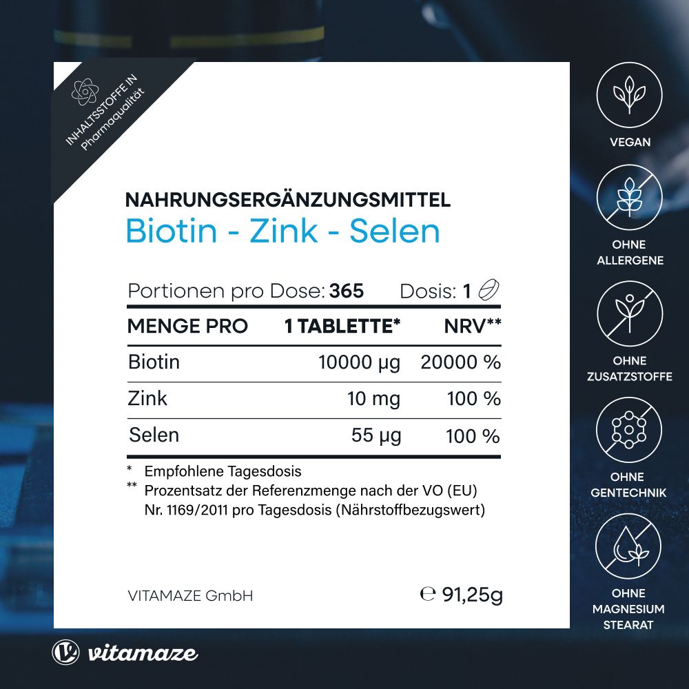 Vitamaze Biotine + Zinc + Sélénium