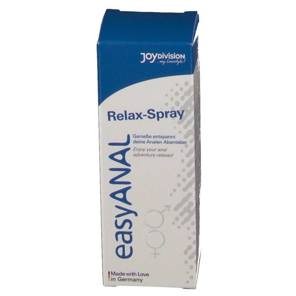 Verpakking van easyANAL Relax-Spray met Joydivision logo.