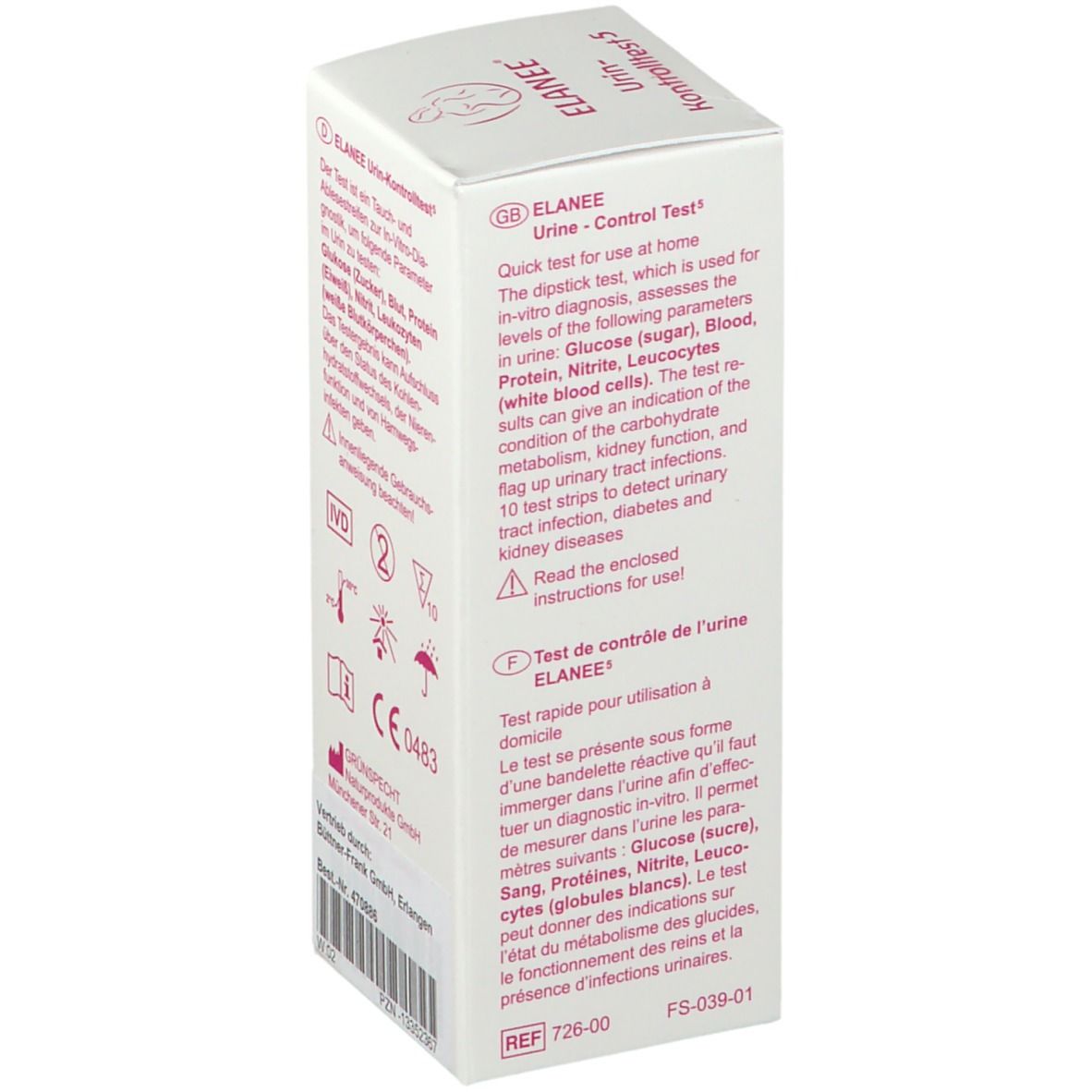 ELANEE Urin-Kontrolltest 5 verpakking met 10 teststrips.