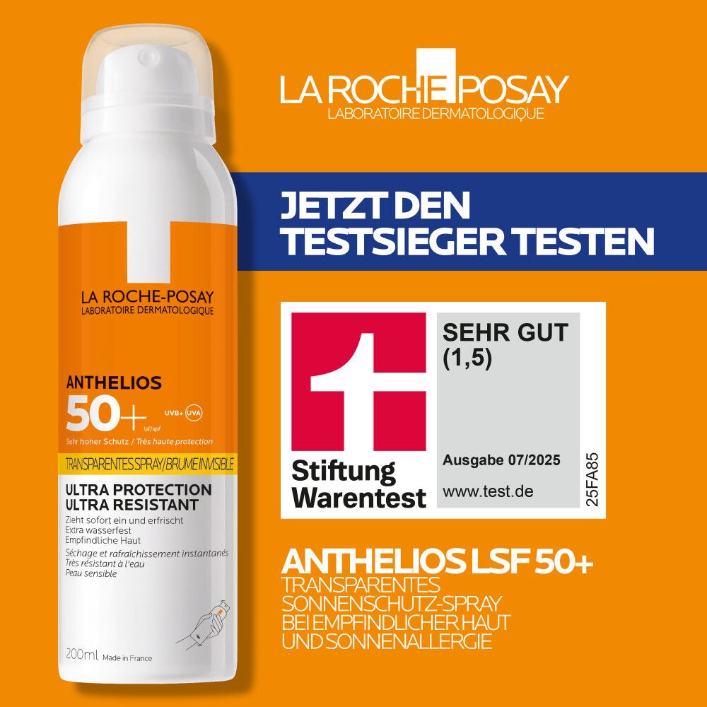 La Roche Posay Anthelios Spray SPF 50+. Winnaar test Stiftung Warentest.
