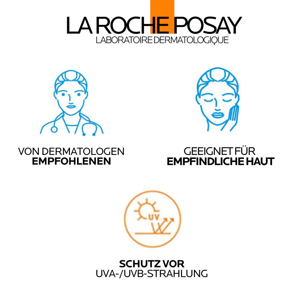 La Roche Posay: Aanbevolen door dermatologen. Geschikt voor gevoelige huid. UVA/UVB-bescherming.