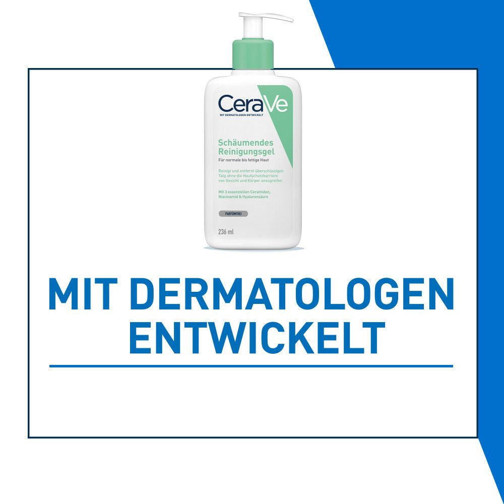 Gel nettoyant moussant CeraVe dans une bouteille blanche avec pompe. 236 ml.