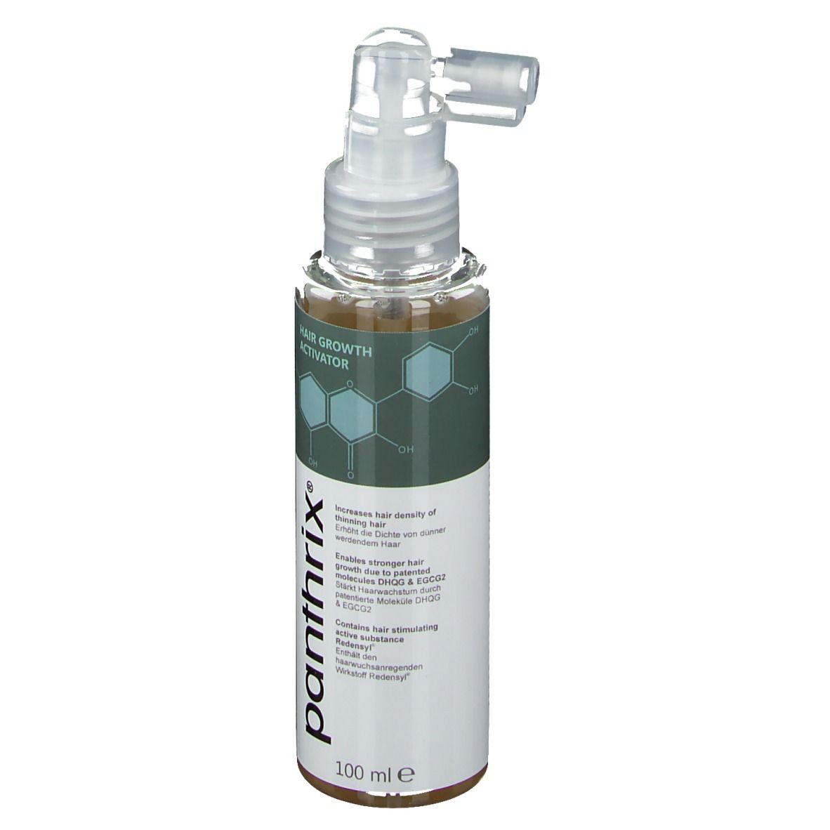 Flacon avec applicateur pompe pour activateur de croissance capillaire, 100 ml.
