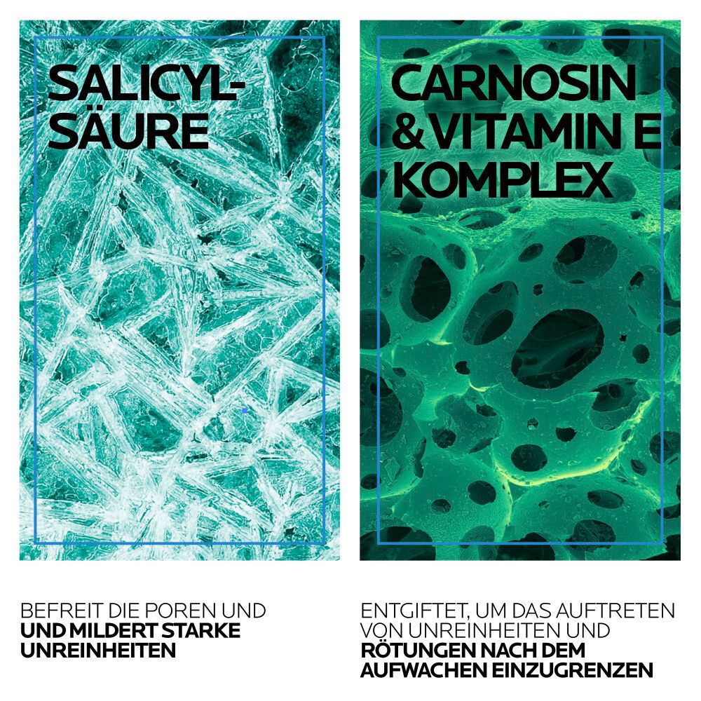 Twee tekstvakken: Salicylzuur en Carnosine & Vitamine E Complex. Tekst eronder.
